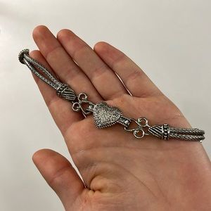 Lia Sofia LOVE DUST Silver Bracelet Heart Pendent Vintage